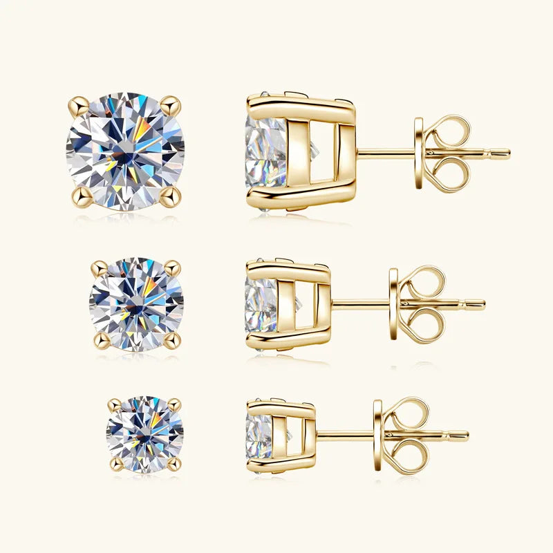 2ct Moissanite Earrings For Men Lab Diamond White/Yellow Gold Plated 925 Sterling Silver Stud Earring Luxury Fine Jewelry Women - Uknowucme