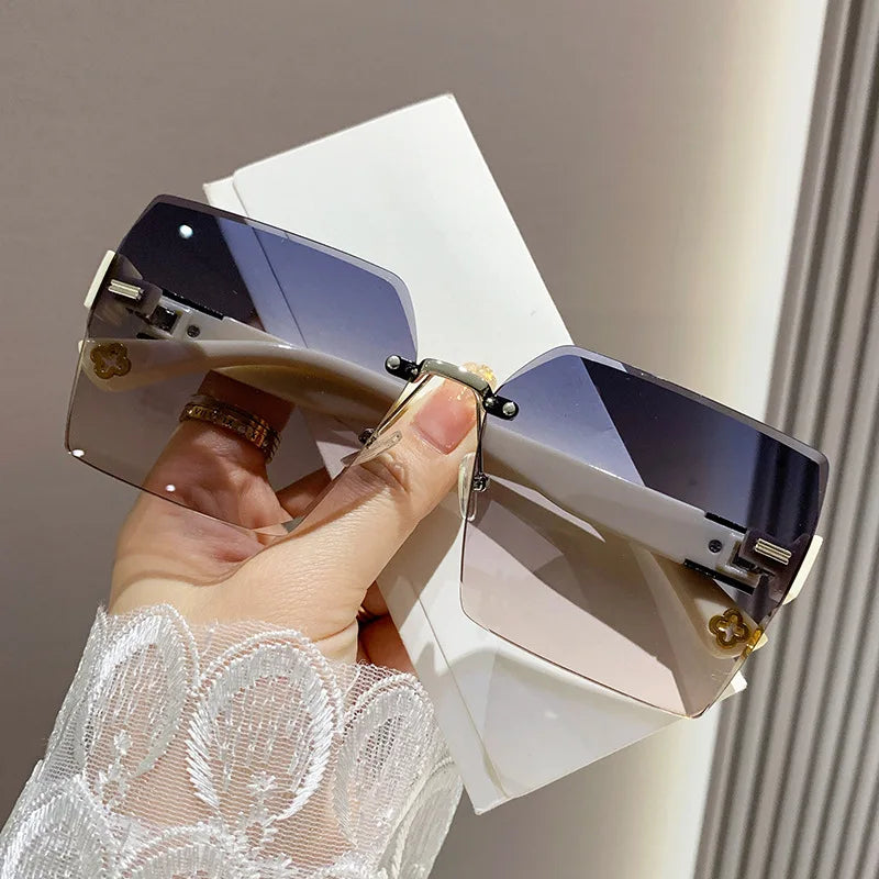 New Frameless Square Sunglasses Summer Women Leisure Street Shooting Sun Glasses Fashion Sunshade Eyewear UV400 Gafas De Sol - Uknowucme