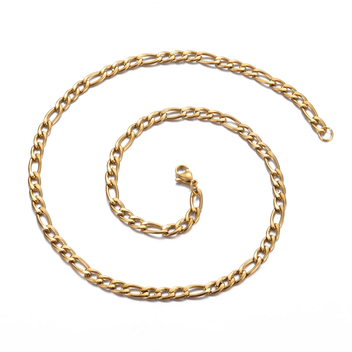 1 piece 8-40 Inches Gold Color Figaro Chain Necklace 3-7.5MM Stainless Steel Figaro Link Chain for Men Women - Uknowucme