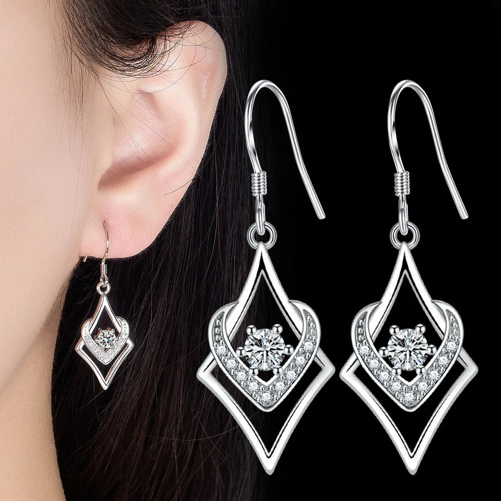 NEW S925 Sterling Silver Color Simple Round Bling CZ Zircon Stone Stud Earrings Fashion Jewelry Korean Earrings for Women Girl - Uknowucme