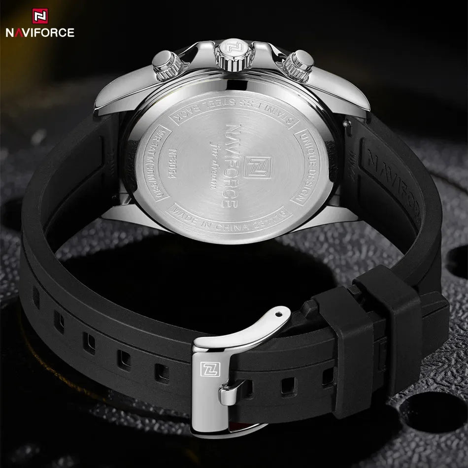 NAVIFORCE NF8054 Original Watches For Men Silicone Band Casual Sport Chronograph Luminous Wristwatch Relogio Masculino Male Gift - Uknowucme