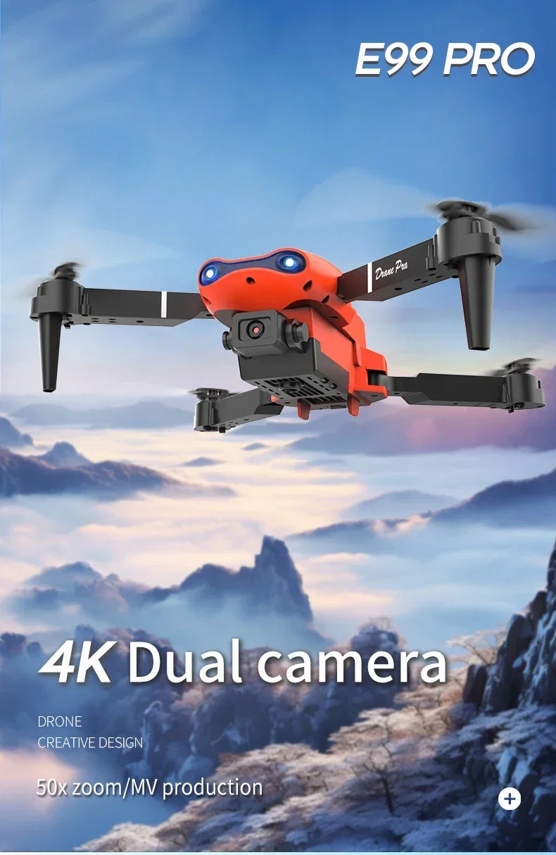 2024 E99Pro RC Drone 4K Professinal With 1080P Wide Angle HD Camera Foldable Helicopter WIFI FPV Height Hold Gift Toy - Uknowucme