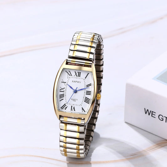 Lancardo Elastic Strap Watch Simulation Quartz Waterproof Exquisite Rigid Strap Rectangular Women's Watch Valentine's Day Gift - Uknowucme