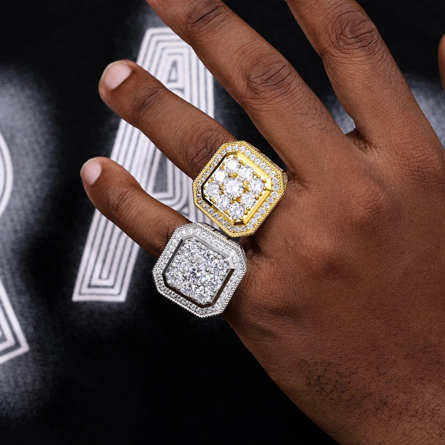 Moissanite Finger Rings Men Certificate Square Couple Ring For Women Luxury 925 Sterling Silver High Quality Hip Hop Jewelry - Uknowucme