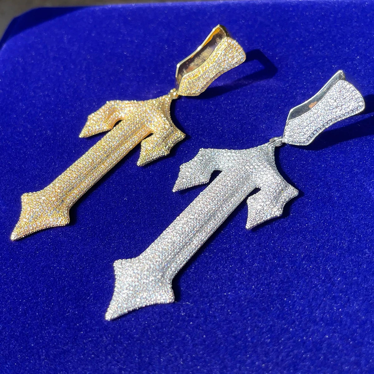 Bubble Letter Iced Out Pendant Prong Setting Trap Rapper Star Necklace for Men Real Gold Plated Solid Back Rock Street Jewelry - Uknowucme