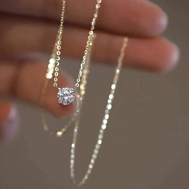 TY 925 Sterling Silver Moissanite Women's Necklace 1-5 Carat Moissanite Three Colors D Color With Certificate Fine Ewelry Gift - Uknowucme