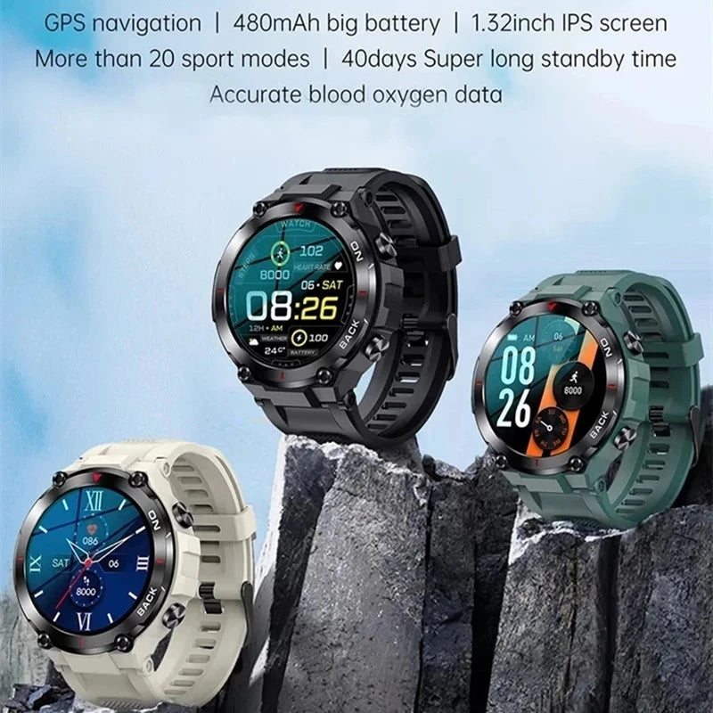 LIGE 2024 GPS Smart Watch Sports Fitness Bracelet Call Reminder Heart Rate IP68 Waterproof Smartwatch For Men Android IOS Watch