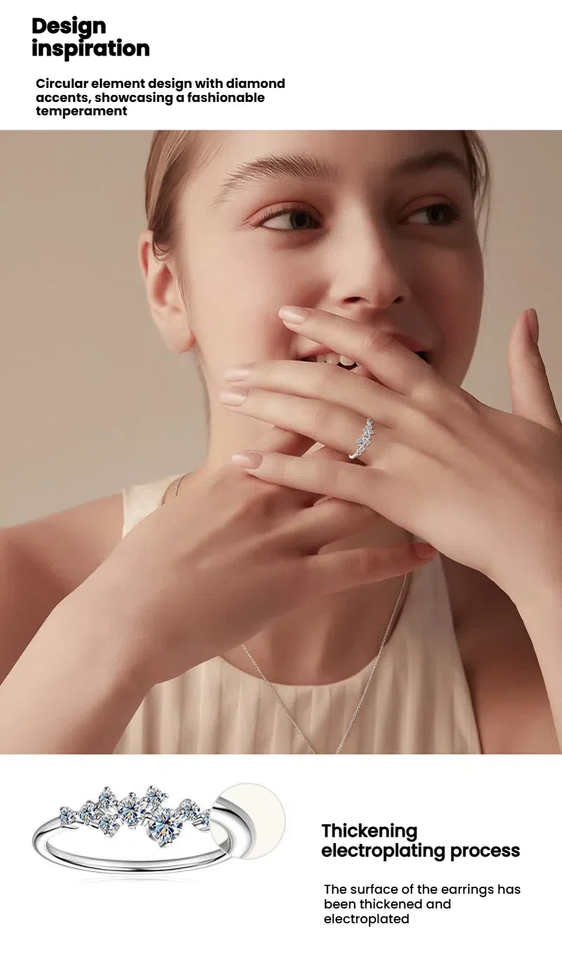 Moissanite Women'S Ring S925 Sterling Silver 18K Gold Electroplated Jewelry Ins Girl'S Daily Commute Gift For Her Best Friend - Uknowucme