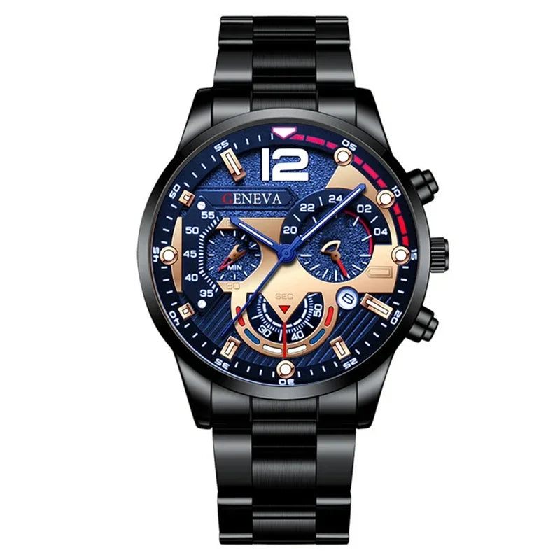 NEWFashion Mens Stainless Steel Watches Luxury Quartz Wristwatch Calendar Luminous Clock Men Business Casual Watch Reloj Hombre - Uknowucme