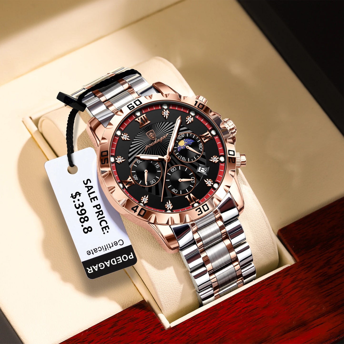 POEDAGAR Top Fashion Watches For Men Chronograph Date Stainless Steel Man Watch Waterproof Luminous Luxury Quartz Men Wristwatch - Uknowucme
