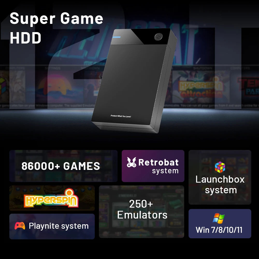 12T Gaming HDD with Hyperspin Launchbox Retrobat Playnite Super Console with 86000+ Retro Vidoe Game For PS3/PS2/PSP/WII/WIIU/DC