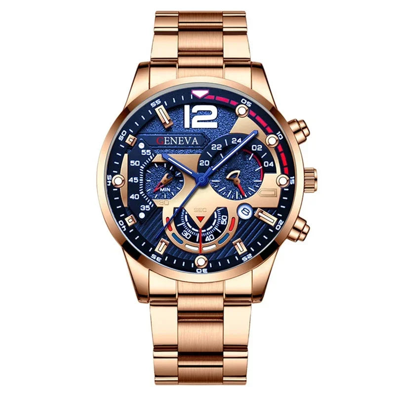 NEWFashion Mens Stainless Steel Watches Luxury Quartz Wristwatch Calendar Luminous Clock Men Business Casual Watch Reloj Hombre - Uknowucme