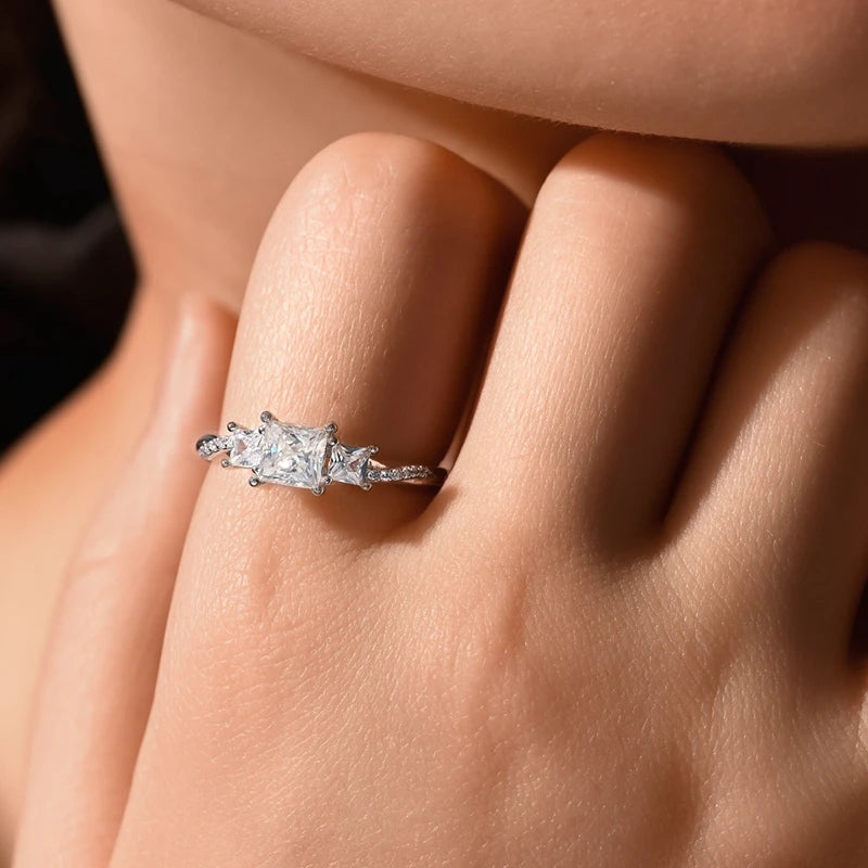 Moissanite Ring Real 925 Sterling Silver Simple Sparkling Shiny Oval Stone Ring For Women Engagement Wedding Luxury Fine Jewelry - Uknowucme