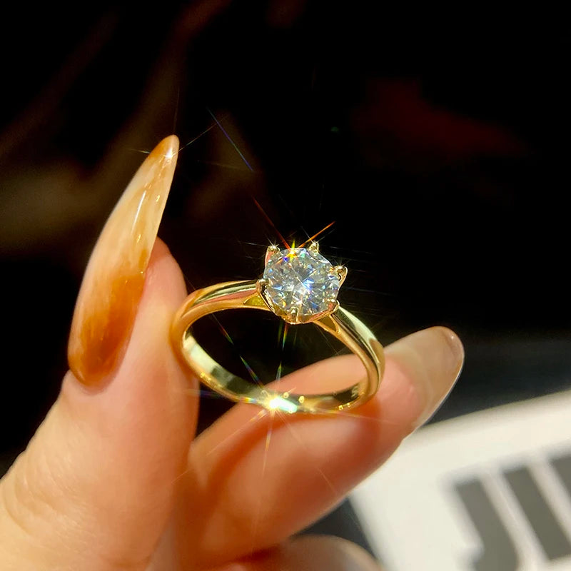 GRA 0.5ct 1ct Real Moissanite Ring Engagement Wedding Diamond Rings for Women 925 Sterling Silver Luxury Quality Fine  Jewelry - Uknowucme