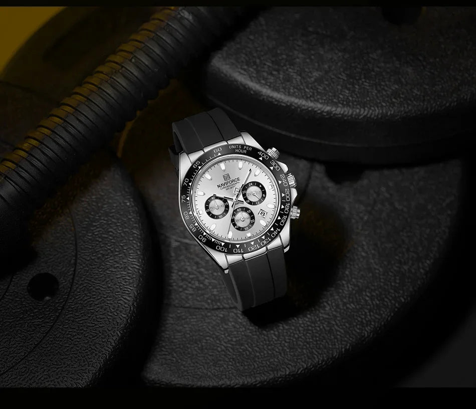 NAVIFORCE NF8054 Original Watches For Men Silicone Band Casual Sport Chronograph Luminous Wristwatch Relogio Masculino Male Gift - Uknowucme