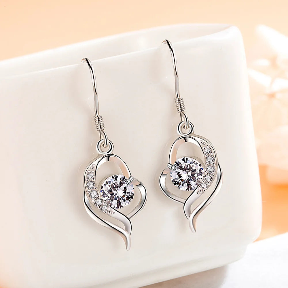NEW S925 Sterling Silver Color Simple Round Bling CZ Zircon Stone Stud Earrings Fashion Jewelry Korean Earrings for Women Girl - Uknowucme