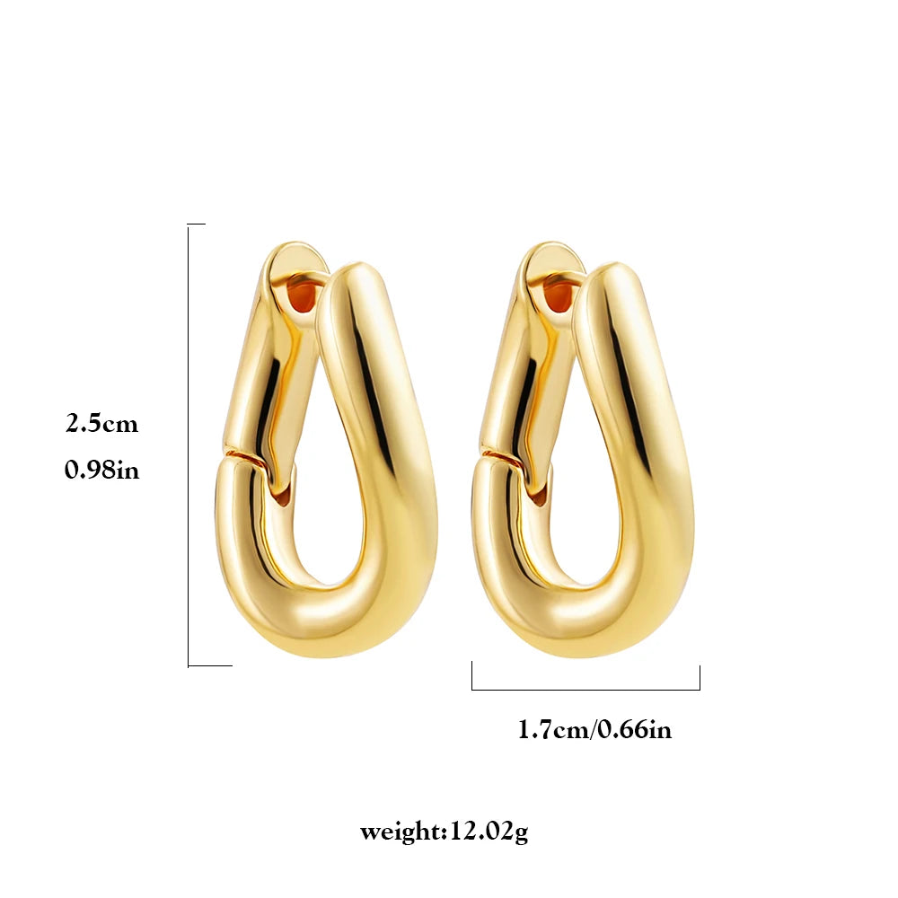 Minimalist Gold Plated Twisted Figaro Circle Round Shape Huggies Earring for Women Punk Glossy Metal Hinged Back Hoop Earrings - Uknowucme