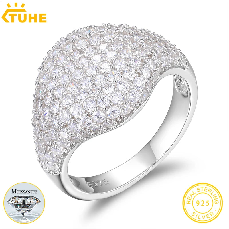 Classic Women Ring 925 Silver For Women Moissanite VVS1 D Color With Gra Certificate Pass Diamond Tester - Uknowucme