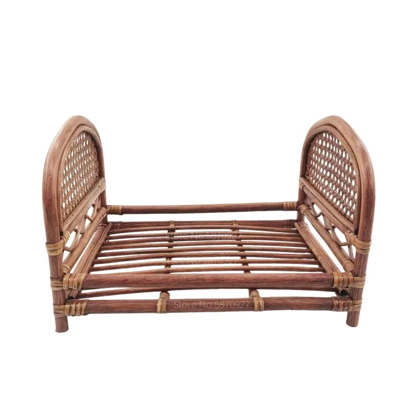 New Born Photography Prop Bed Handmade Baby Doll Bed Rattan Bamboo Basket  Baby Bebe Newborn Photography Props Accessorie Studio