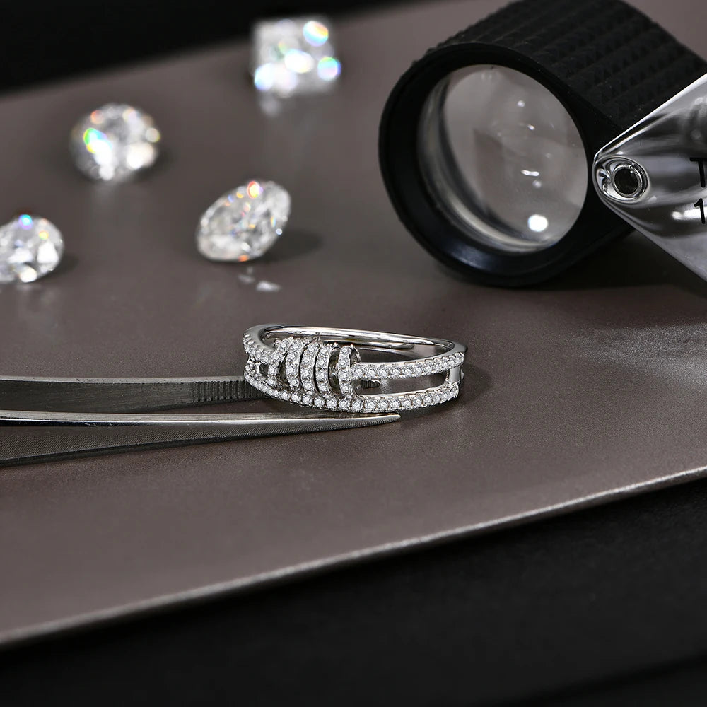 CHARMING Customize Full Moissanite Ring Brilliant Lab Diamond 925 Sterling Sliver Gold for Women Plated Wholesale Fine Jewelry - Uknowucme