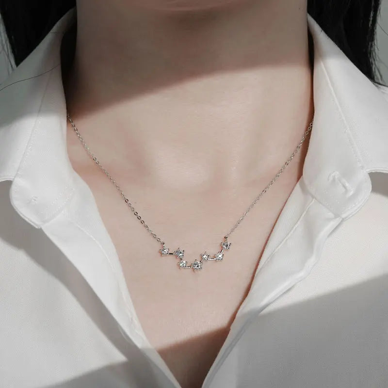 4Mm&3.5Mm&3Mm Round Moissanite Necklace For Women Fashion Pendant Necklace 18K White Gold 925 Sterling Silver Jewelry Gift - Uknowucme
