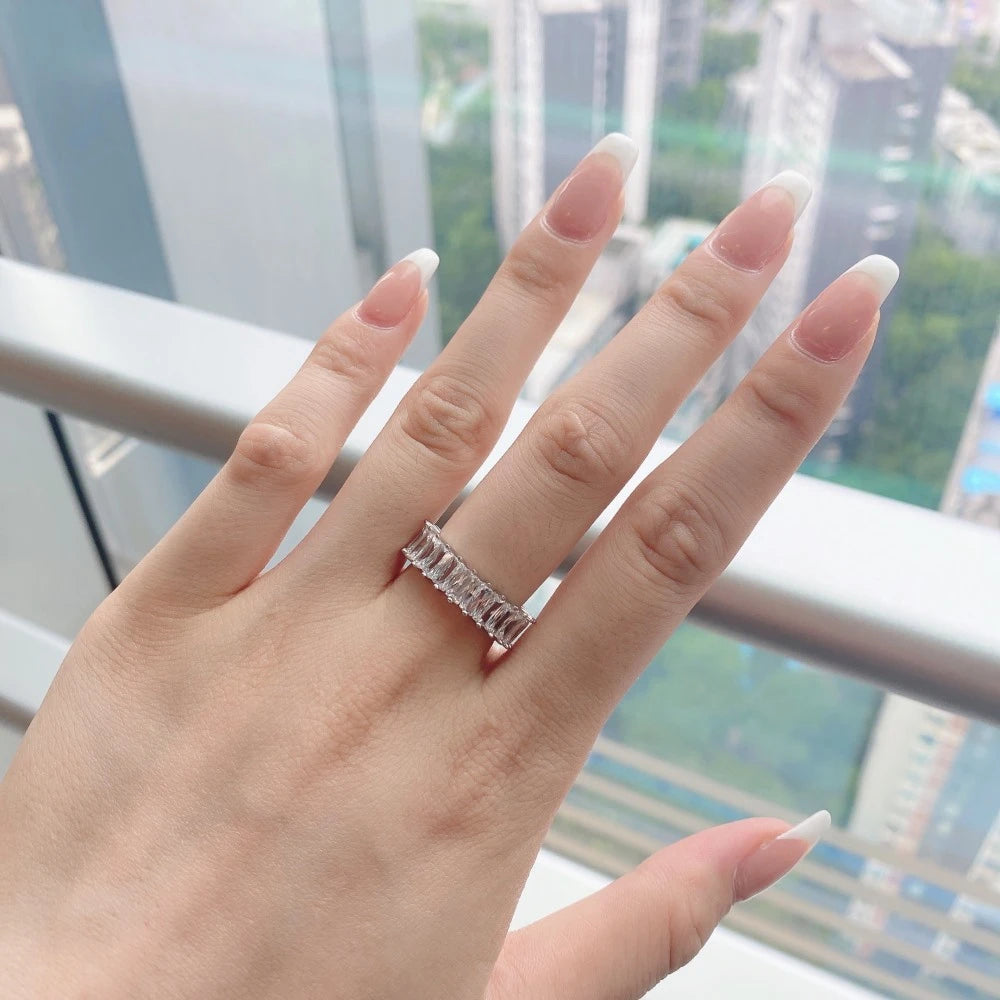 Wong Rain 100% 925 Sterling Silver Oval Heart Round Emerald Cut Lab Sapphire Gemstone Jewelry Wedding Band Row Ring Wholesale - Uknowucme
