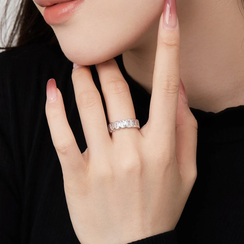 Wong Rain 100% 925 Sterling Silver Oval Heart Round Emerald Cut Lab Sapphire Gemstone Jewelry Wedding Band Row Ring Wholesale - Uknowucme
