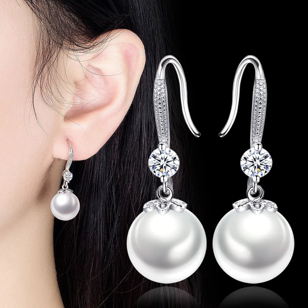 NEW S925 Sterling Silver Color Simple Round Bling CZ Zircon Stone Stud Earrings Fashion Jewelry Korean Earrings for Women Girl - Uknowucme