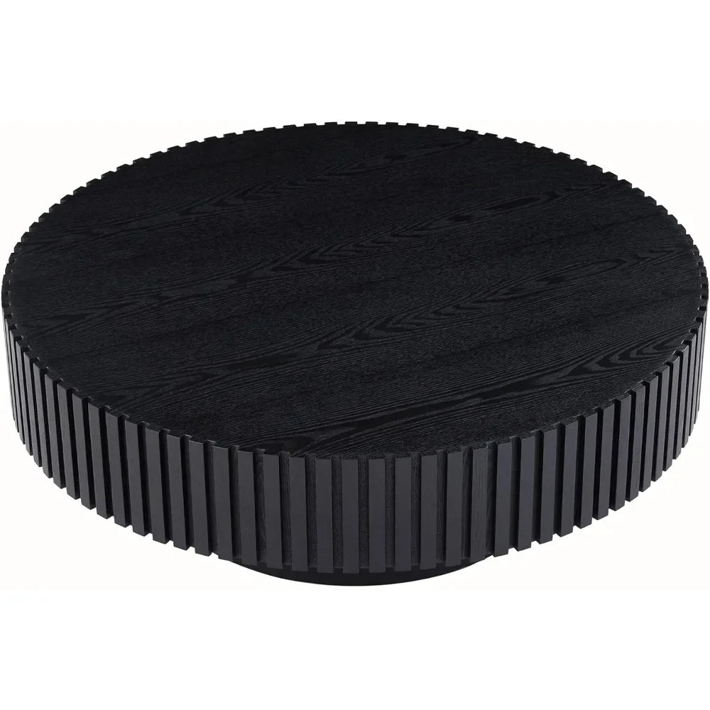 31.49" Round Coffee Table, Modern Luxury Wood Circle Drum Center Table for Living Room, Accent Side Table End Table for Living - Uknowucme
