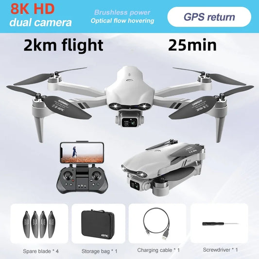 F10 GPS Professional Drone 8K HD Dual Camera With 5G WIFI Wide Angle Obstacle Avoidance Brushless Foldable Quadcopter 2 km Dista