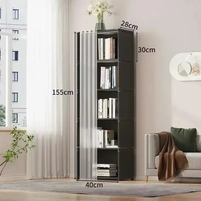 Open Closets Dustproof Wardrobe Storage Cabinet with Large Capacity Curtains Simple Assembly Clothes Organizer Bedroom Furniture