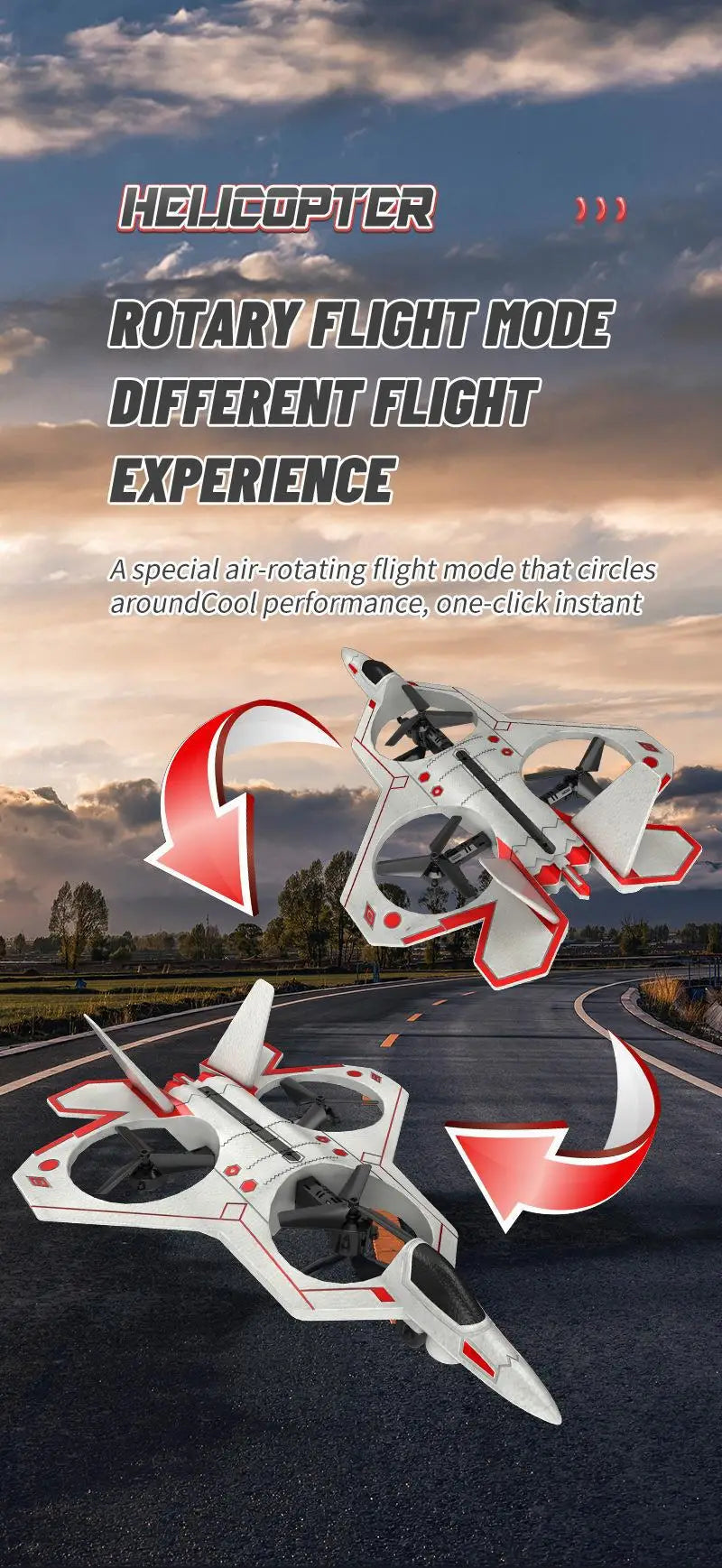 Drone Stunt Fighter Aircraft Model Four-axis Aircraft Remote Control Aircraft Foam Aircraft Roll Rotation Suspension - Uknowucme