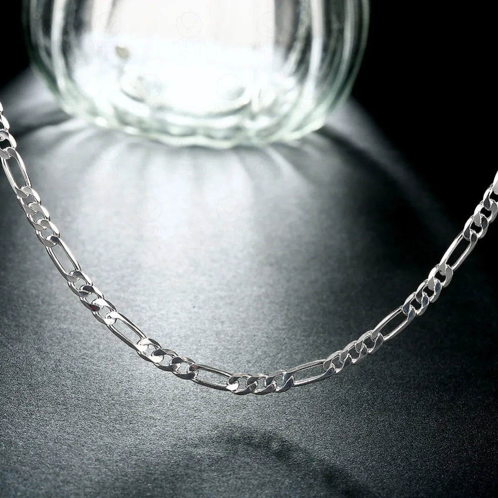 40-75cm 925 Silver 4mm Figaro Chain Necklace for Women Men Long Necklace Hip Hop Jewelry Gift - Uknowucme