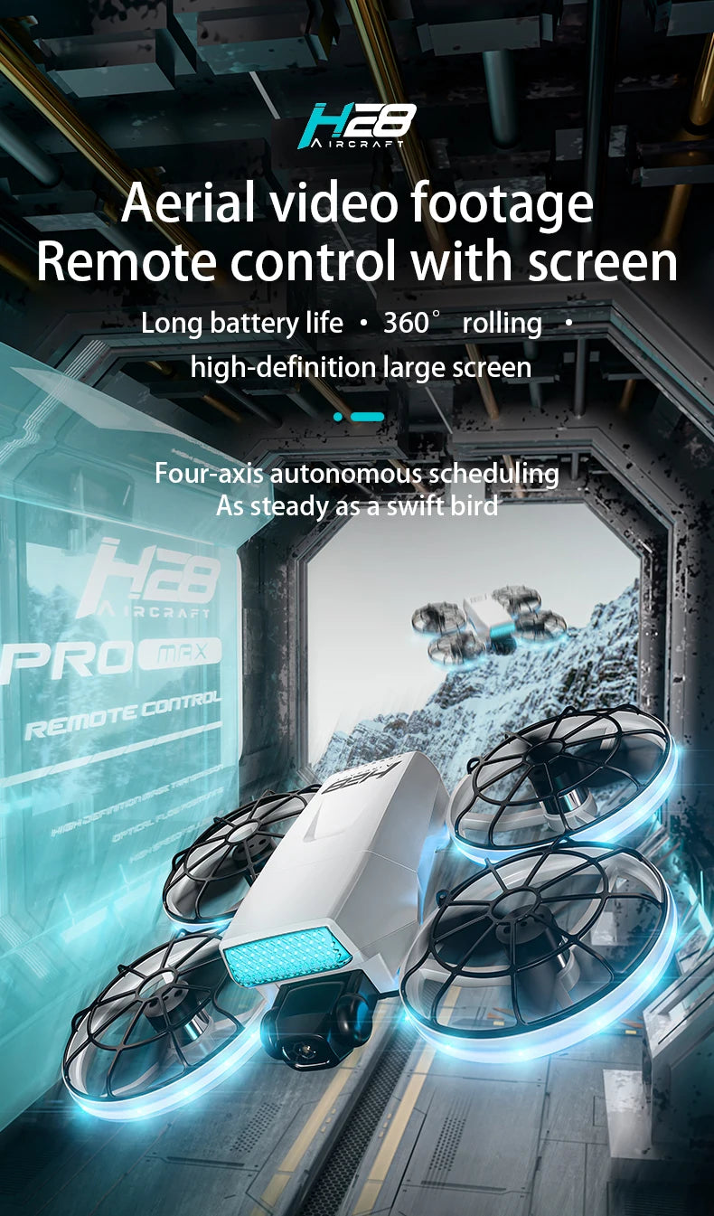 Drone H28 : gyroscope 6 axes pour un vol 360° stable, technologie 2,4 GHz, Automatic facial recognition photo-taking