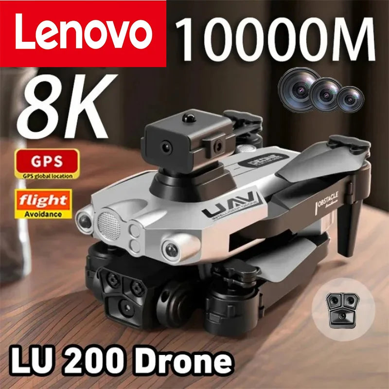 Lenovo 10000M LU200 GPS 8K HD Triple Camera Aerial Photography WIFI Optical Localization Automatic Obstacle Avoidance Drone - Uknowucme