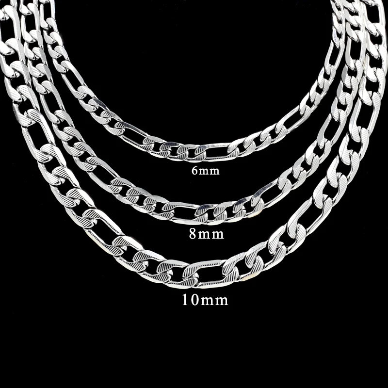 LUXUSTEEL Men's Figaro NK Chain Necklace 6/8/10MM Stainless Steel Golden Mixed Silver Color Curb Link For Women Jewelry Gift - Uknowucme