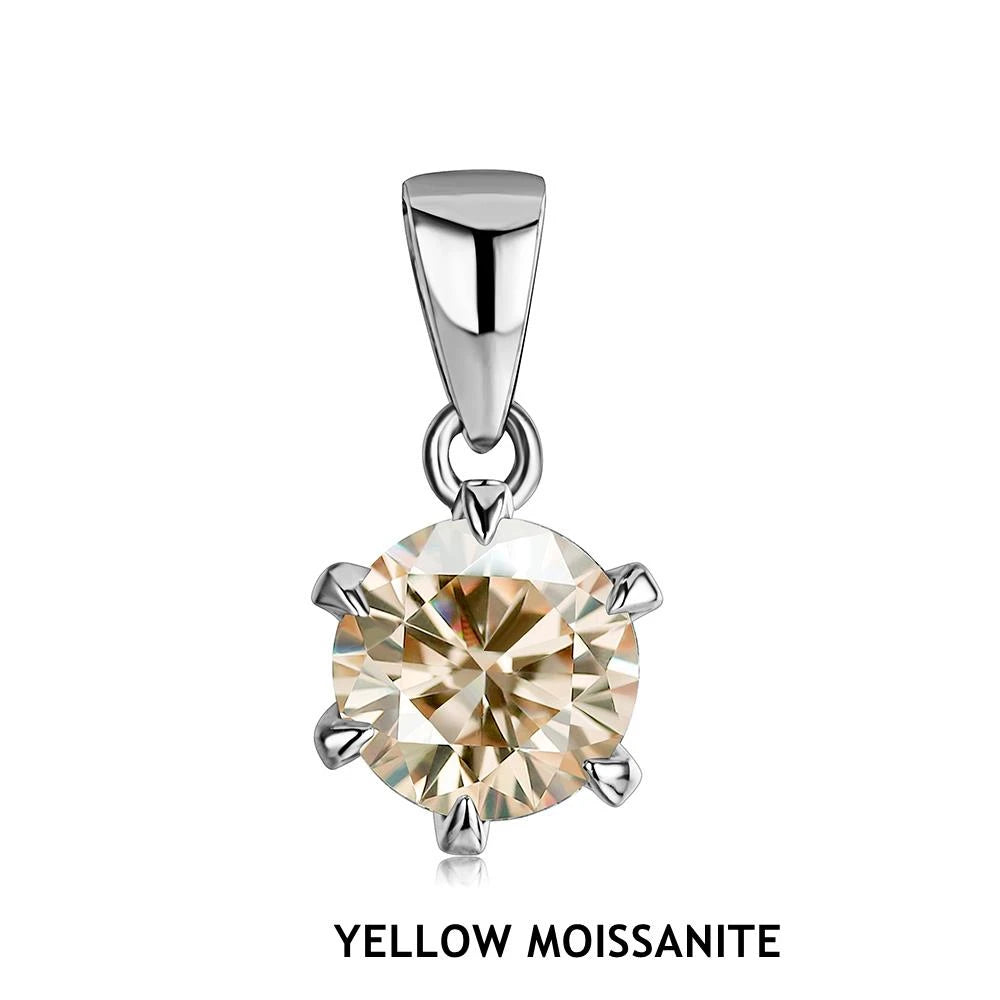 CHARMING 1 Carat Moissanite Necklace Pendant Lab Diamond 925 Silver Rhodium plating for Women Fine Classic Gemstone Necklace - Uknowucme