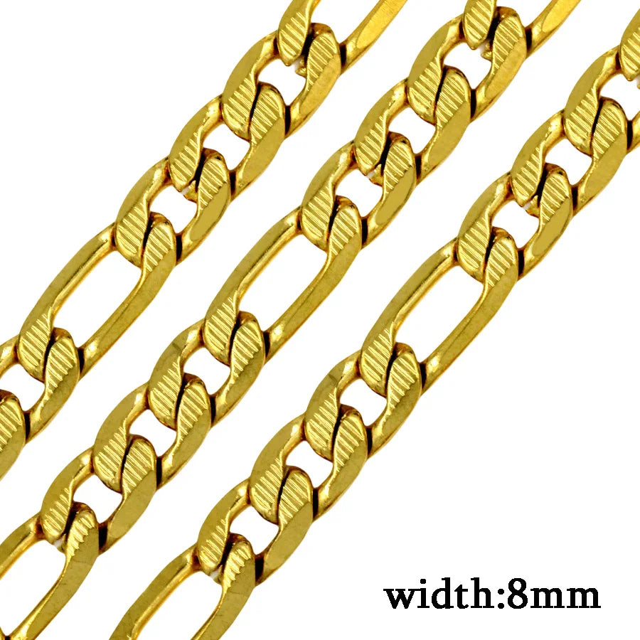 LUXUSTEEL Men's Figaro NK Chain Necklace 6/8/10MM Stainless Steel Golden Mixed Silver Color Curb Link For Women Jewelry Gift - Uknowucme