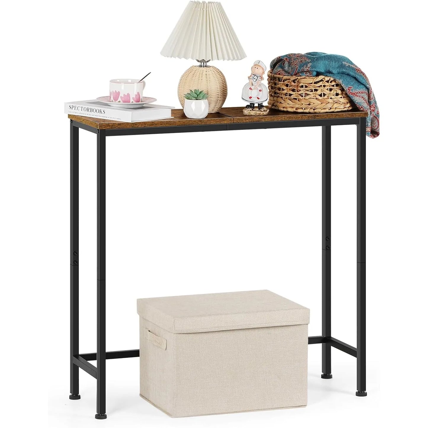 Narrow 29.5" Farmhouse Skinny Console Sofa Table Metal Frame Rustic Brown for Bedroom/Living Room/Foyer