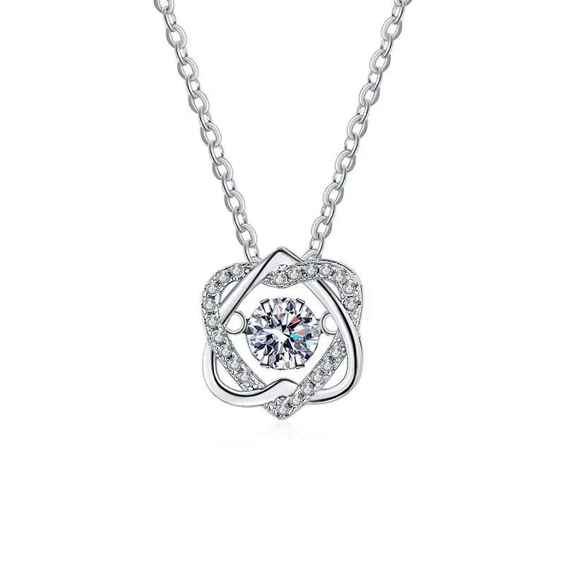 Moissanite Necklace For Women 100% Sterling S925 Silver With White Gold Plated Lab Diamond Jewelry Wedding Pendant with O-chain - Uknowucme