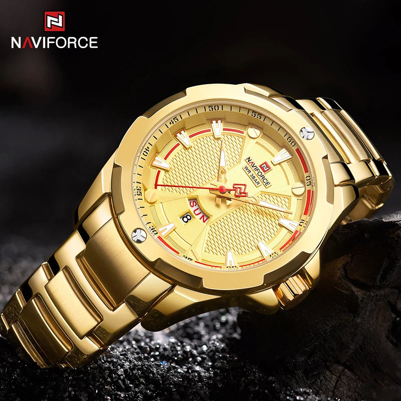 NAVIFORCE Men Luxury Wrist Watch Waterproof Business Male Watches Stainless Steel Casual Quartz Calendar Clock Relogio Masculino - Uknowucme