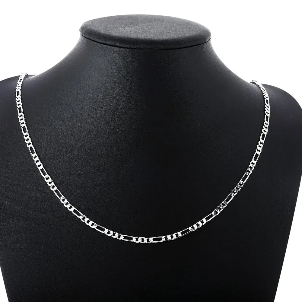 40-75cm 925 Silver 4mm Figaro Chain Necklace For Women Men Long Necklace Hip Hop Jewelry Gift - Uknowucme