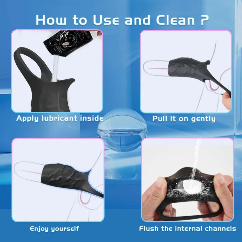 Vibrating men's penis set, fine-locking set vibrator penis erection testicles G-spot irritating toy shared fun for men and women