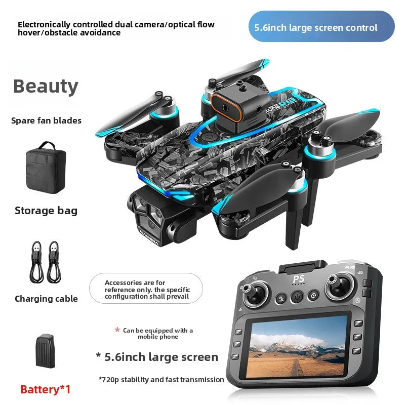 Aircraft Foreign Trade New D13 Drone with 5.6-inch Screen Control Brushless Quadcopter Obstacle Avoidance Remote-controlled - Uknowucme