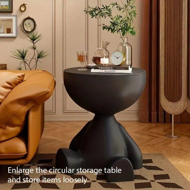 Modern Creative Bear-Shaped Plastic Nightstand Multi-Functional Bedside Table Easy Assembly for Living Room and Bedroom Storage