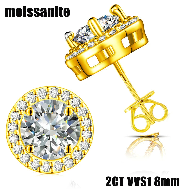 Classic Round 2CT Diamond Test Passed Moissanite Earring For Women Jewelry Sterling Silver 925 Fashion Earrings Engagement Gift - Uknowucme