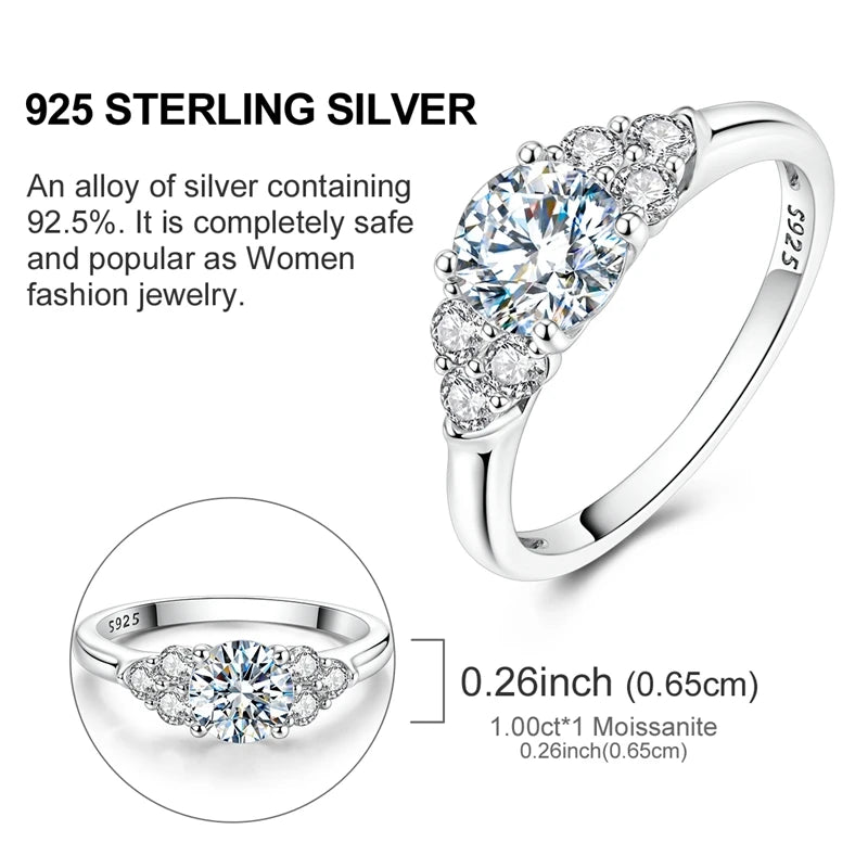 Moissanite Diamond Ring Real 925 Sterling Silver Simple Sparkling Shiny Oval Stone Ring For Women Engagement Luxury Fine Jewelry - Uknowucme