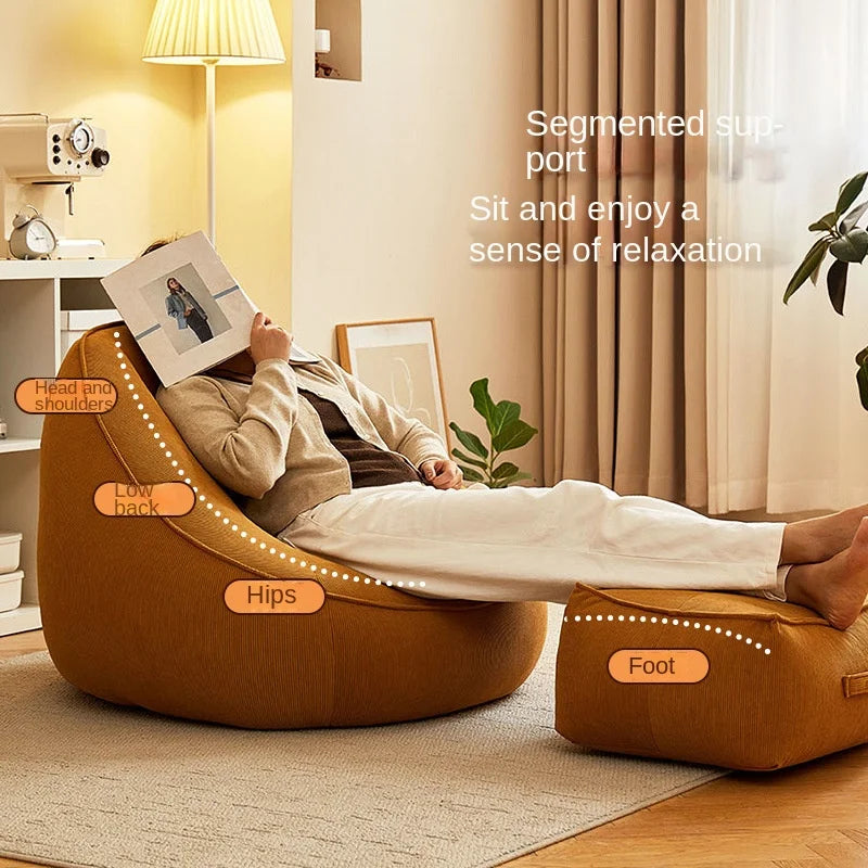 X&D Bean Bag Lazy Corduroy Comfortable Sofa Single Bed Tatami Bedroom Balcony Casual Lightweight Small Sofa Living Room 2024 New - Uknowucme