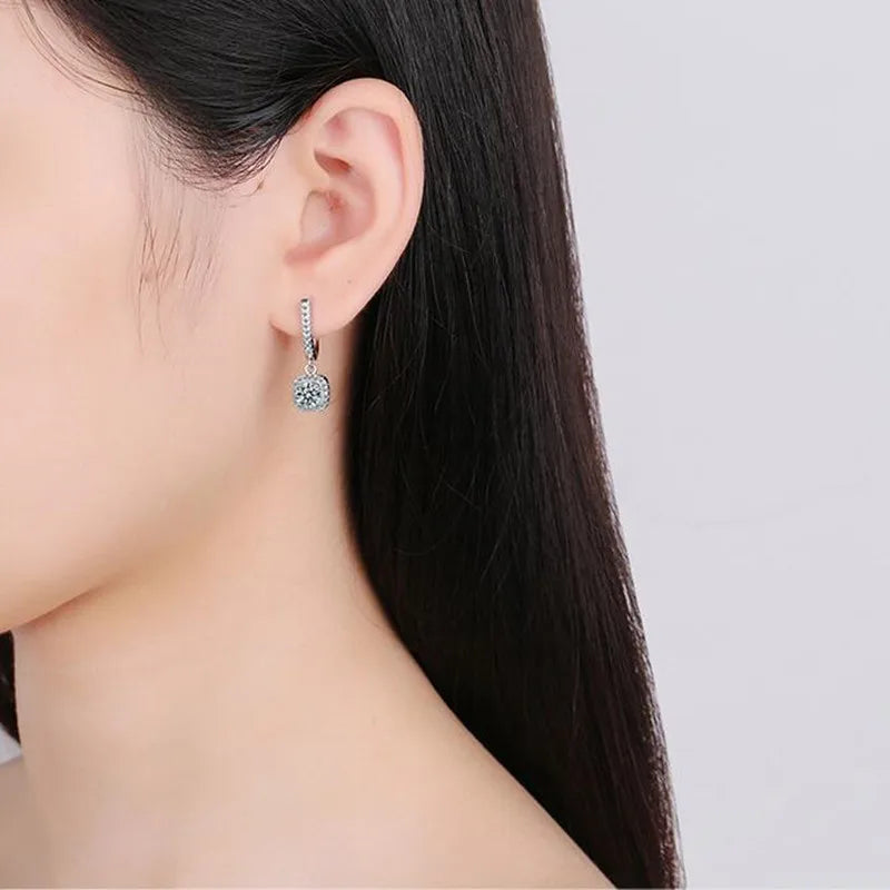 D Moissanite 3ct Earrings 925 Sterling Silver Original Certified Moissanite 1ct Hoop Drop Dangle Earrings 2ct Huggie for Women - Uknowucme