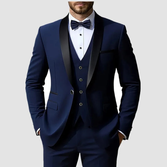 Men's Formal Suit Set Business Casual Slim Fit Tuxedo for Wedding, Long Sleeve Notch Lapel, Groom - Uknowucme